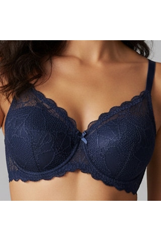 Bonbon Kadın Dantelli Balenli Destekli Push Up Sütyen Bb2043 Lacivert