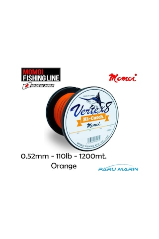Momoi Vertex 8x 0.52mm 110lb 1200mt. Turuncu İp Misina