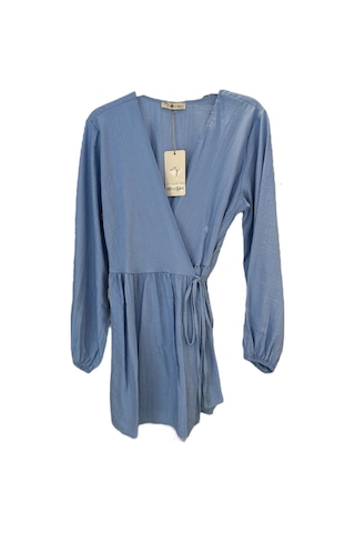 Z-521 Pile Ve Kimono Detaylı Pantolonlu Çilek İkili Takım Buz Mavisi