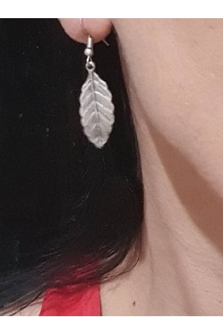 Gümüş Kaplama Antik Çelik Kadın Sallantılı Yaprak Küpe