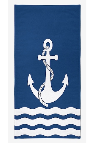 ANCHOR Dijital Baskılı 75x150 Cm Plaj Havlusu Lacivert