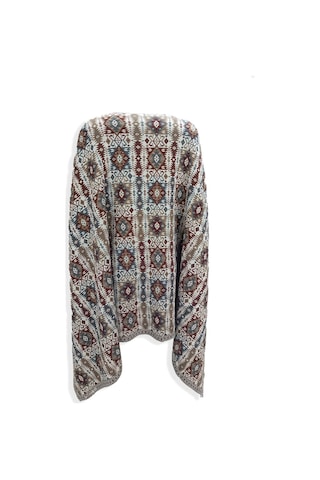Uludağ Triko Kadın Taş Etnik Desenli Kilim Şal