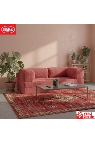 Pleasant K180x90 Sünger Kanepe Modüler Kadife Kumaşlı Koltuk Pembe