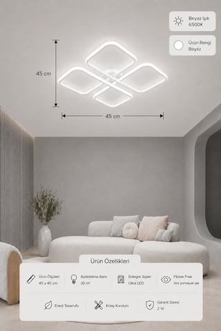 Nuvo Led Plafonyer Avize Beyaz Işık