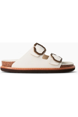 Terlik Kadın Galıa G104865 Genuins Leather White Leather White Beyaz