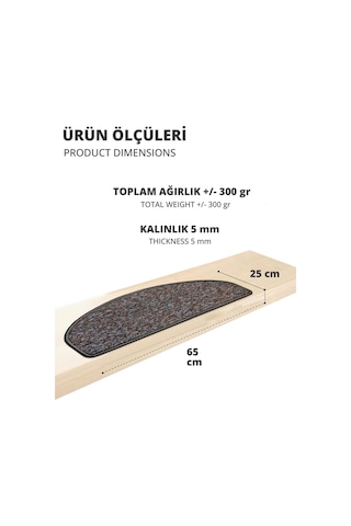 Yarım Ay Bukle Halıdan Ekonomik Basamak Ve Merdiven Paspası 16'lı - Kahve Null