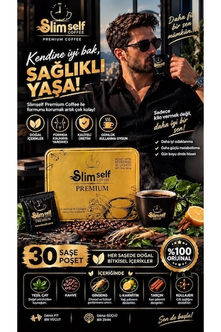Slimself Premium Kahve Form Kahvesi 30 Şase 150g L-carnitine & Collagen 30 Daily