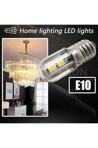 E10 Led Ampul 220v 230v Ac Enerji Tasarruflu Led Gösterge Işığı 8mm Vida Tabanı 3030 4smd Led Yonga Seti Yükseltme Lambası, Sıcak Beyaz 4'lü Paket Hy