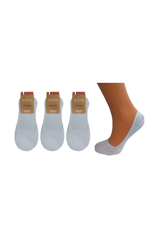 3'lü Kadın Pamuklu Babet Çorap-beyaz Beyaz