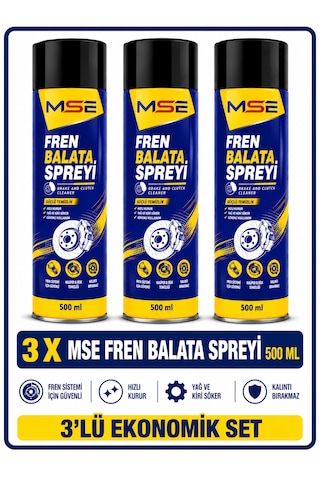 Mse Pro Fren Balata Spreyi 3 X 500 Ml 3'lü Fren Balata Temizleyici Ve Genel Temizleme Spreyi Mse Pro Fren Balata Spreyi 3 X 500 Ml 3'lü Fren Balata Temizleyici Ve Genel Temizleme Spreyi