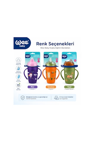Wee Baby Friends Kulplu Pipetli Bardak 265 Ml Kod:339 Seçenekli - Turuncu