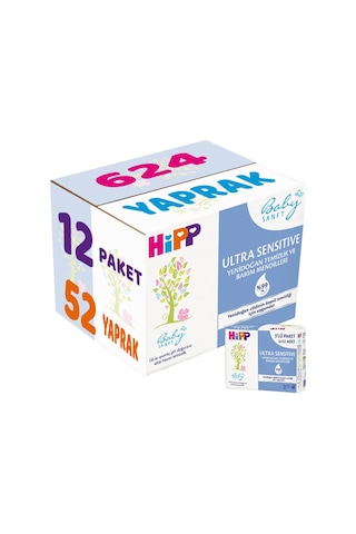 Hipp Baby Sanft Islak Havlu Mendil 52 Yaprak Ultra Sensitive Yenidoğan 12 Li Set 4pk 3 624 Yaprak 12'li Set