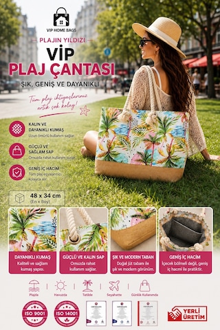 Plaj Çantası Vip Çanta El Ve Omuz Çantası Piknik Çantası-hawai Desenli