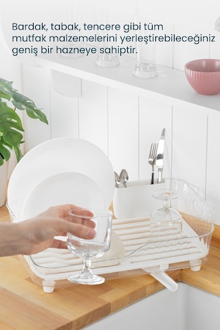 Vienev Lavabo Kenarı Tezgah Üstü Süzgeçli Bulaşıklık Şeffaf