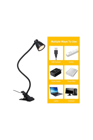 Tomshine Siyah Tomshine 5w 24leds Masa Masa Lambası Okuma Işık Kelepçesi