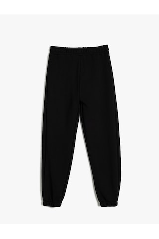 Koton Basic Jogger Eşofman Altı Beli Lastikli Pamuklu Siyah 5wkg40090ak Siyah