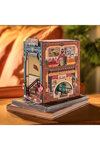 Rolife Tgb13 Street Scene Kitap Köşesi Book Nook Dıy Minyatür Maket Model Seti Mini Dollhouse 3d Model Kit Detaylı Dekoratif Hobi Seti 3d Puzzle Tiny House