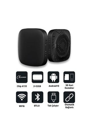 Kablosuz Carplay & Android Auto Akıllı Multimedya Kutusu Android 10 Tabanlı 2 Gb Ram + 32 Gb Rom Aı Box Dual-ba