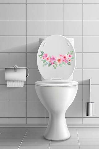 Soft Renkli Güller Klozet Kapağı ve Banyo Sticker Seti