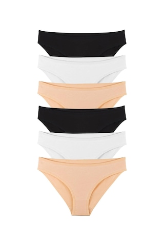 Sensu Kadın Pamuklu Karışık Renkli 6'lı Slip Külot Model-2