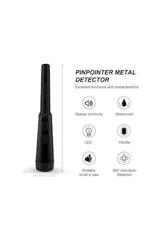Lcd Ekran Metal Dedektörü Pinpointer El Pin Pointer Değnek Yetişkinler Çocuklar İçin Yaylı Tokalı Hazine Bulucu Probu Pilsiz - Siyah