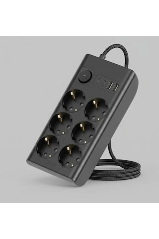 Akım Korumalı 6 Lı Priz 2xusb 2xtype-c Çıkış Yüksek Gerilim Koruma Çoklu Priz Çoğaltıcı Standart
