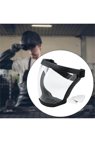 Springsun Yapı Çalışmaları İçin Tam Yüz Korumalı Maske - Siyah Şeffaf Tipi 1 Adet Maske + 2 Adet Solunum Pamuk Yastığı