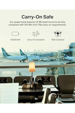 10000mah Powerbank, 1 Usb-c Portu Ve 2 Usb-a Portu Bulunan 10k Usb-c Taşınabilir Şarj Cihazı, iPhone Uyumlu, Galaxy Uyumlu, Airpods, İpad İçin 15w&apos A Kadar Şarj Sağlayan Pil Takımı - Uzay Grisi