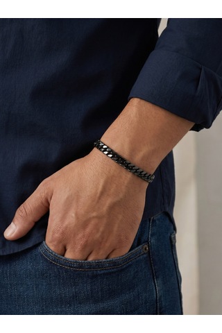 Balık Sırtı Mariner Çelik 6mm Zincir Erkek Hediye Bileklik 01814 Siyah