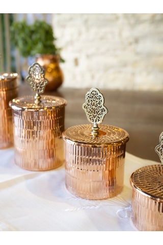 Bakır Baharat Takımı 4 Lü Tırtıklı Model Parlak Bakır