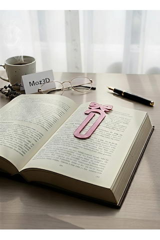 Pembe Kurdeleli Dekoratif Kitap Ayracı