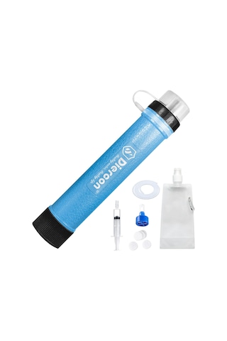 Mufunye Hafif Mavi Dışarıda Kullanıma Uygun Su Filtresi - 3 Aşamalı Filtrasyon, 1500 Litre Kapasite, 400 Ml/dakika Hız, Kamp Ve Yürüyüş İçin