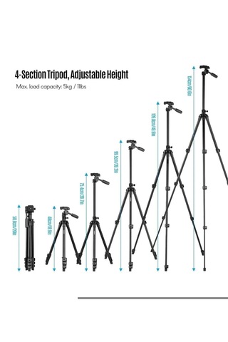 T02 Profesyonel Tripod Çok Fonksiyonlu 360 Döner Başlık Alüminyum Gövde 154 Cm Taşıma Çantalı 1 ADET