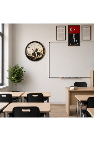 Cumhuriyet Hatırası Eskitme 40 X 40 Cm Metal Duvar Saati