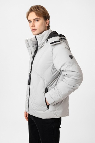 Back And Bond Açık Gri Regular Fit Kapüşonlu Puffer Mont Çok Renkli