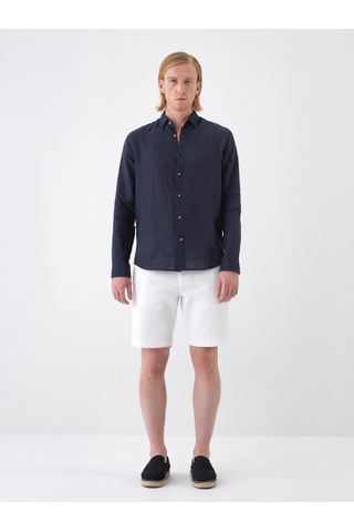 Xint Lacivert %100 Keten Regular Fit Gömlek 700963