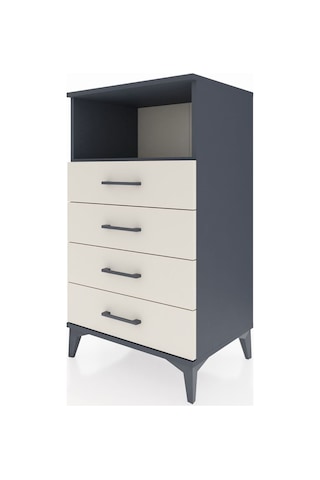 Hyperion Komodin Tek Raflı 4 Çekmeceli 60x44x106 Antrasit-aytaşı Antrasit