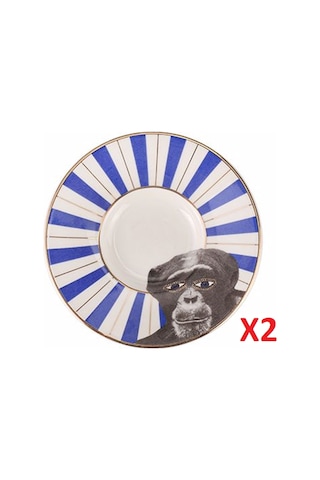 Porland Wild Life Monkey Çay Tabağı 11cm 2'li 04ALM007472 Çok Renkli