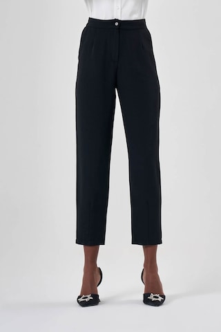 Mizalle Keten Dokulu Fit Siyah Pantolon Siyah