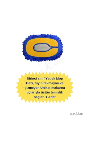 Yeni Tasarım Teleskopik Saplı Araç Yıkama Süpürgesi Fırçasının Yedek Mop Bezi Mavi Sarı- 1 Adet