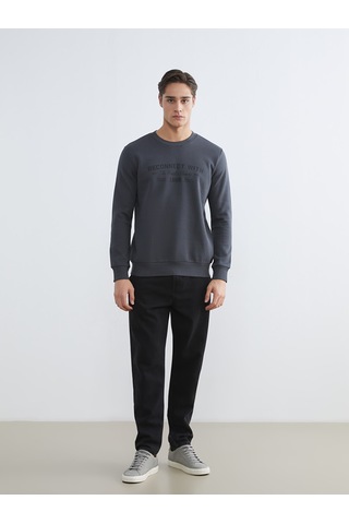 Lcwaıkıkı Classic Antrasit Bisiklet Yaka Erkek Kalın Sweatshirt