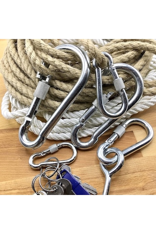 Kilitli Karabina Yaylı Galvanizli 6-8-10-12Mm Ölçü Adet Seçenekli