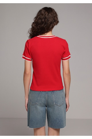 Colin's Colins Slim Fit Yuvarlak Yaka Düz Kadın Kirmizi Kısa Kol Tişört Cl1080063 Q1.v2 Red Kırmızı