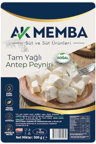 Antep Yöresel Tam Yağlı Doğal İnek Sütü Gaziantep Peyniri - Vakumlu Ambalaj 500 Gr