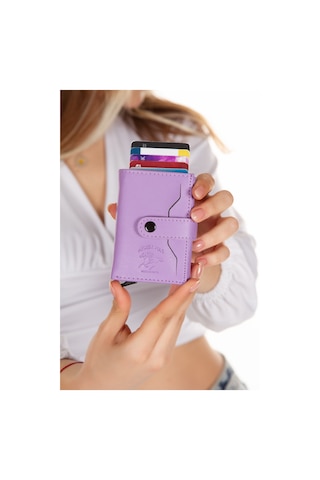 Adelina Lila Nova Deri Mekanizmalı Çıt Çıtlı Kartlık Cüzdan Lila