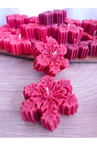 Kırmızı Kartanesi Soya Wax Mum - El Yapımı - Kış & Yılbaşı Ev Dekorasyonu Kirmizi