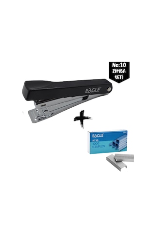 Eagle No:10 Zımba Makinası Ve Zımba Teli Seti Siyah