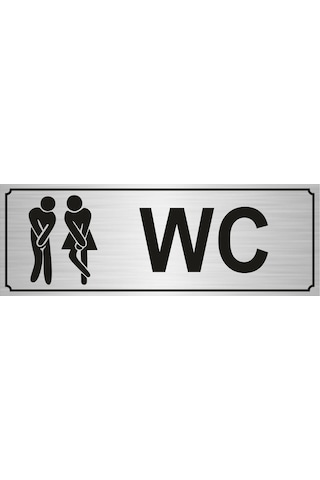 Bay Bayan Wc Yazısı 7*20Cm Gümüş Altın Renk Metal S01