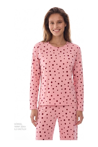 Penti Pembe Berry Puantiye Desenli Uzun Kollu Pijama Takımı Pk32