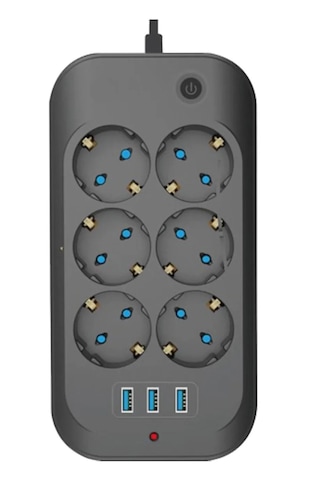 Termal Akım Korumalı, Çocuk Korumalı, 6'lı 2 Mt Uzatma Kablosu 6